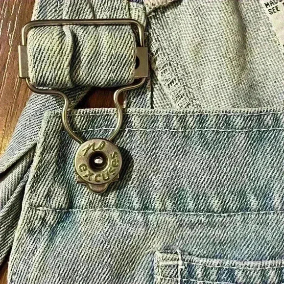 No Excuses Dungarees Shortalls Womens Vintage Bib Cute Bear Overalls Medium - Picture 11 of 16